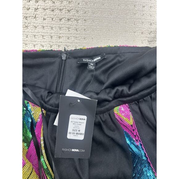 Fashion Nova Women M Party Cocktail Prom Club Sequins Dress Halter OpenBack - Picture 12 of 12